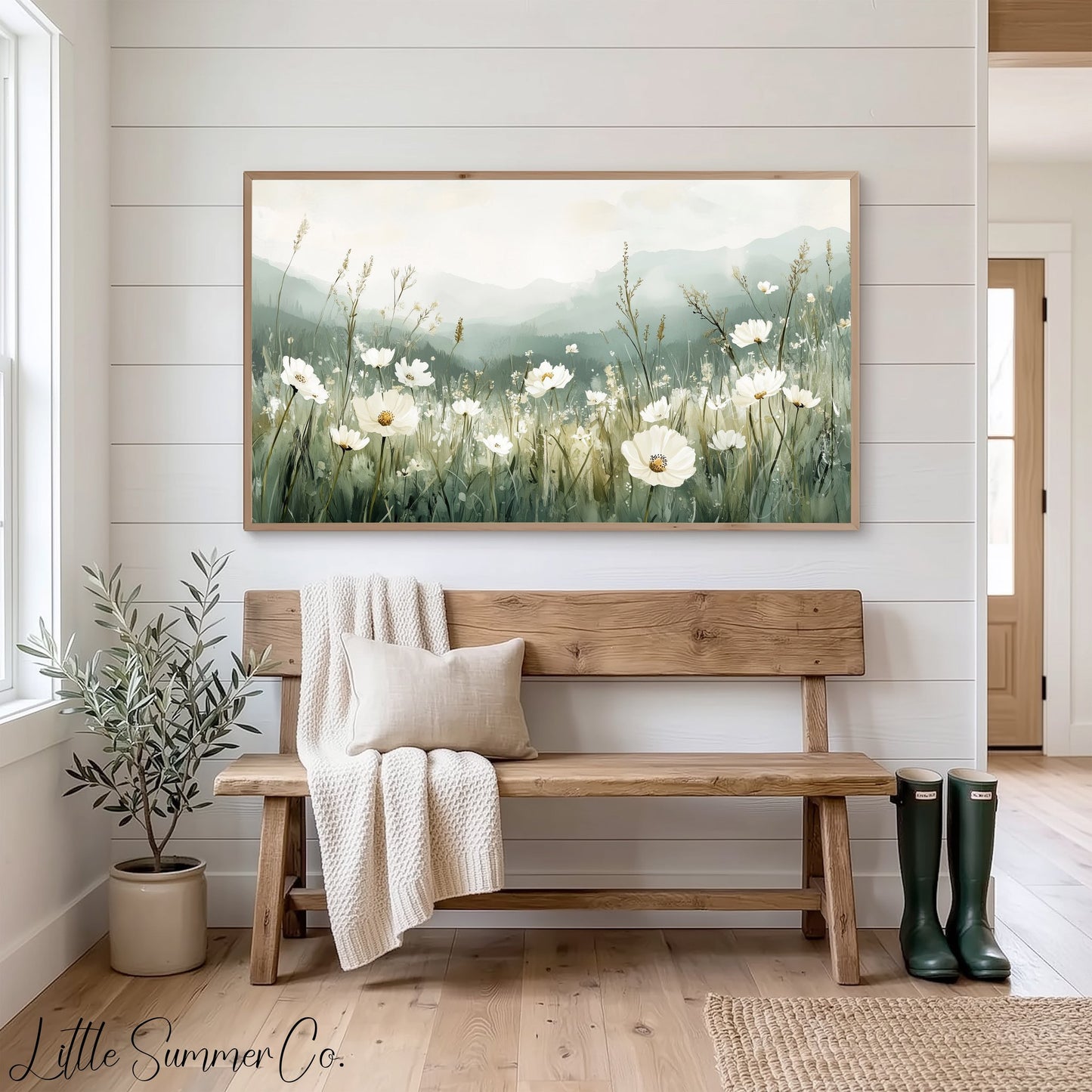 White Mountain Wildflowers Frame TV Art displayed on a TV