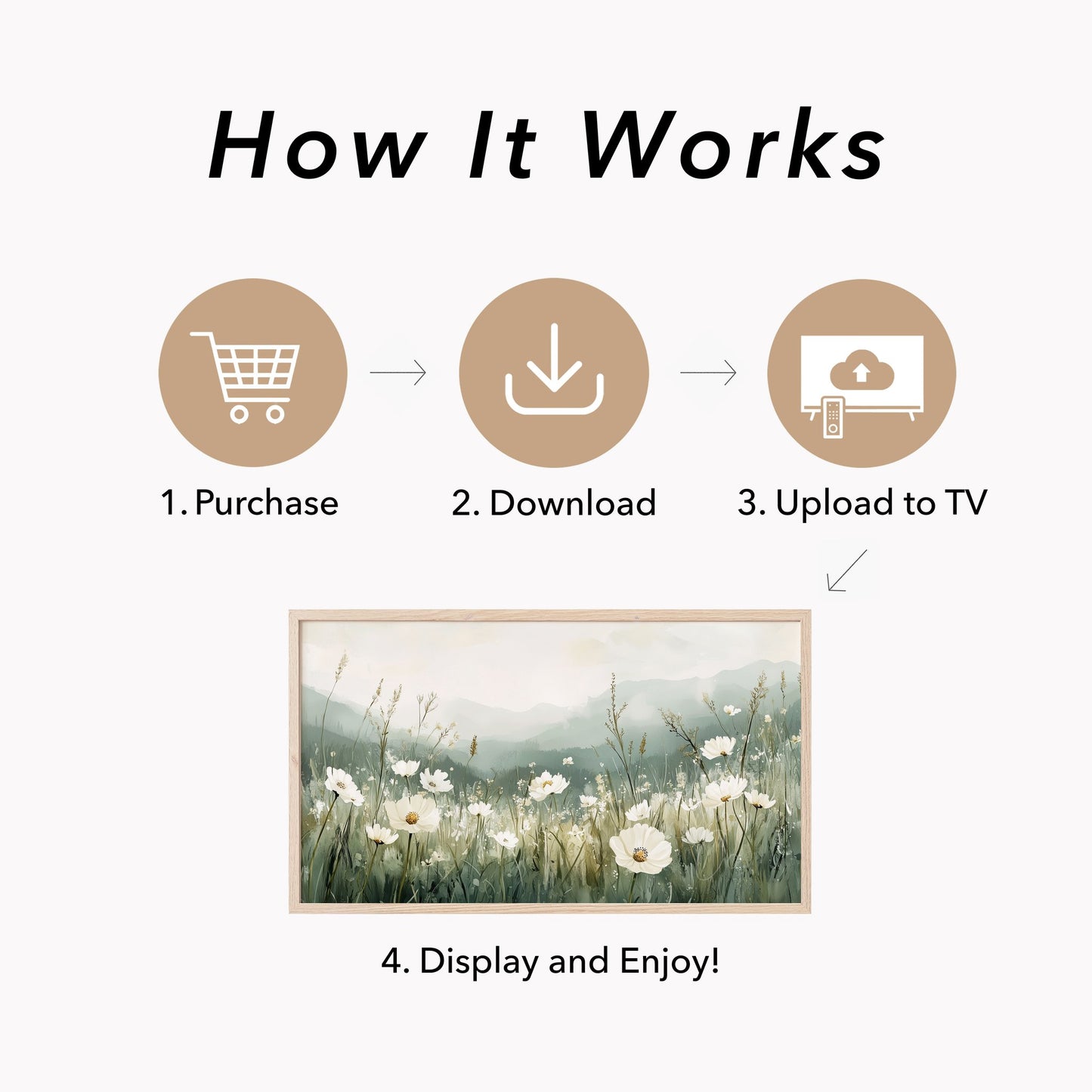 White Mountain Wildflowers Frame TV Art displayed on a TV