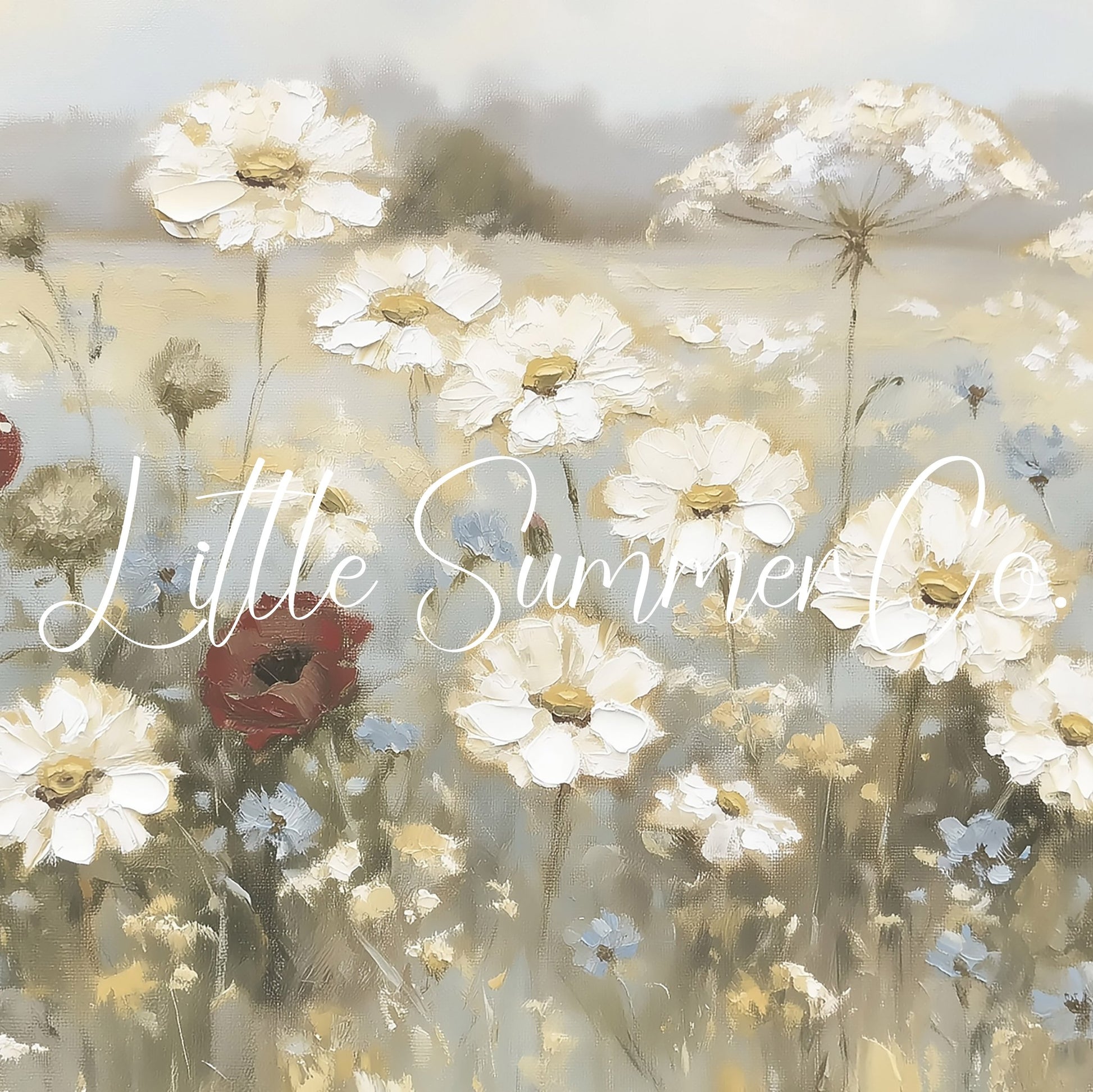 White Wildflower Meadow Frame TV Art displayed on a TV