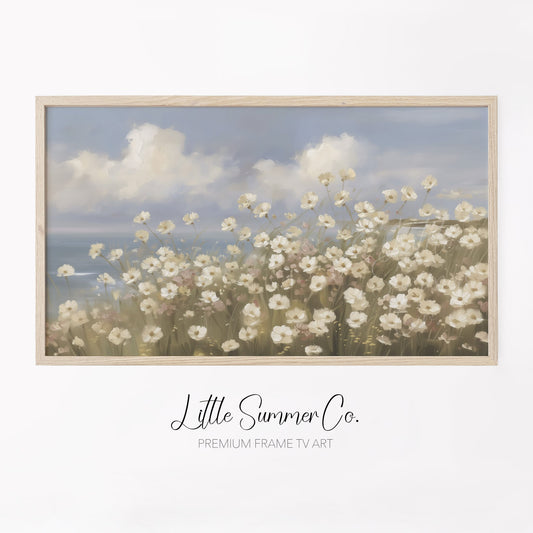Coastal Wildflower Meadow Frame TV Art displayed on a TV