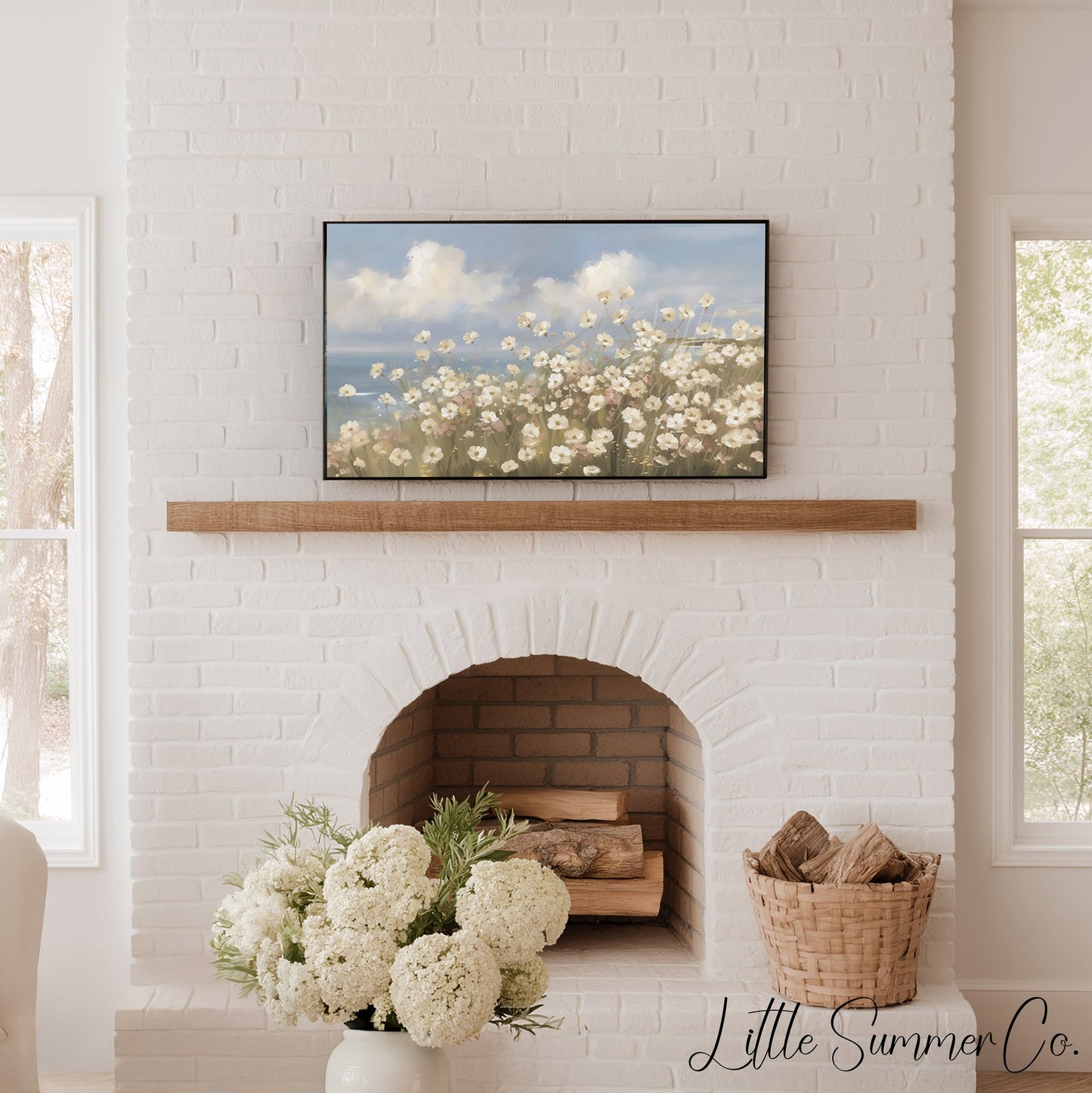 Coastal Wildflower Meadow Frame TV Art displayed on a TV