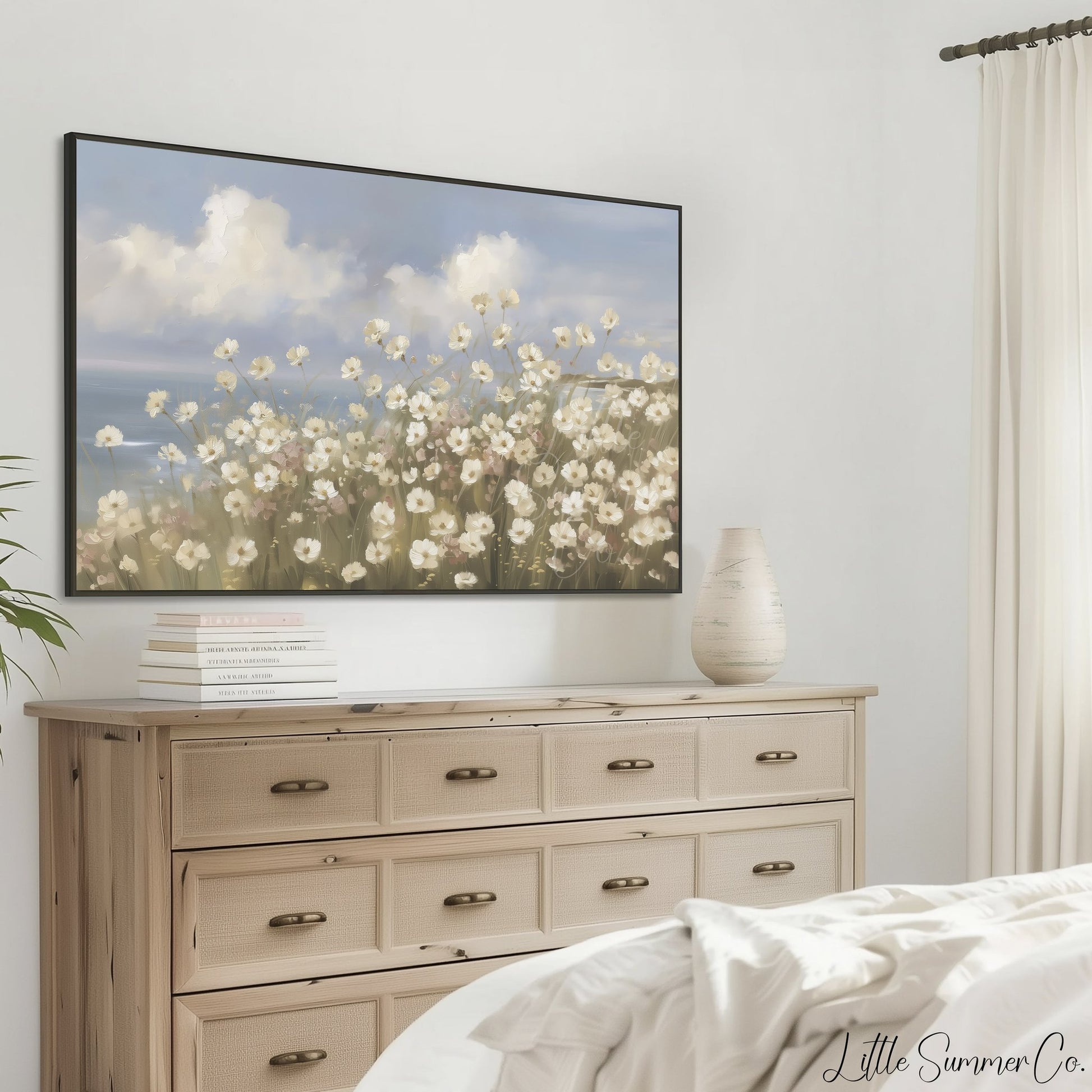 Coastal Wildflower Meadow Frame TV Art displayed on a TV