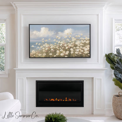 Coastal Wildflower Meadow Frame TV Art displayed on a TV
