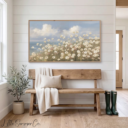 Coastal Wildflower Meadow Frame TV Art displayed on a TV
