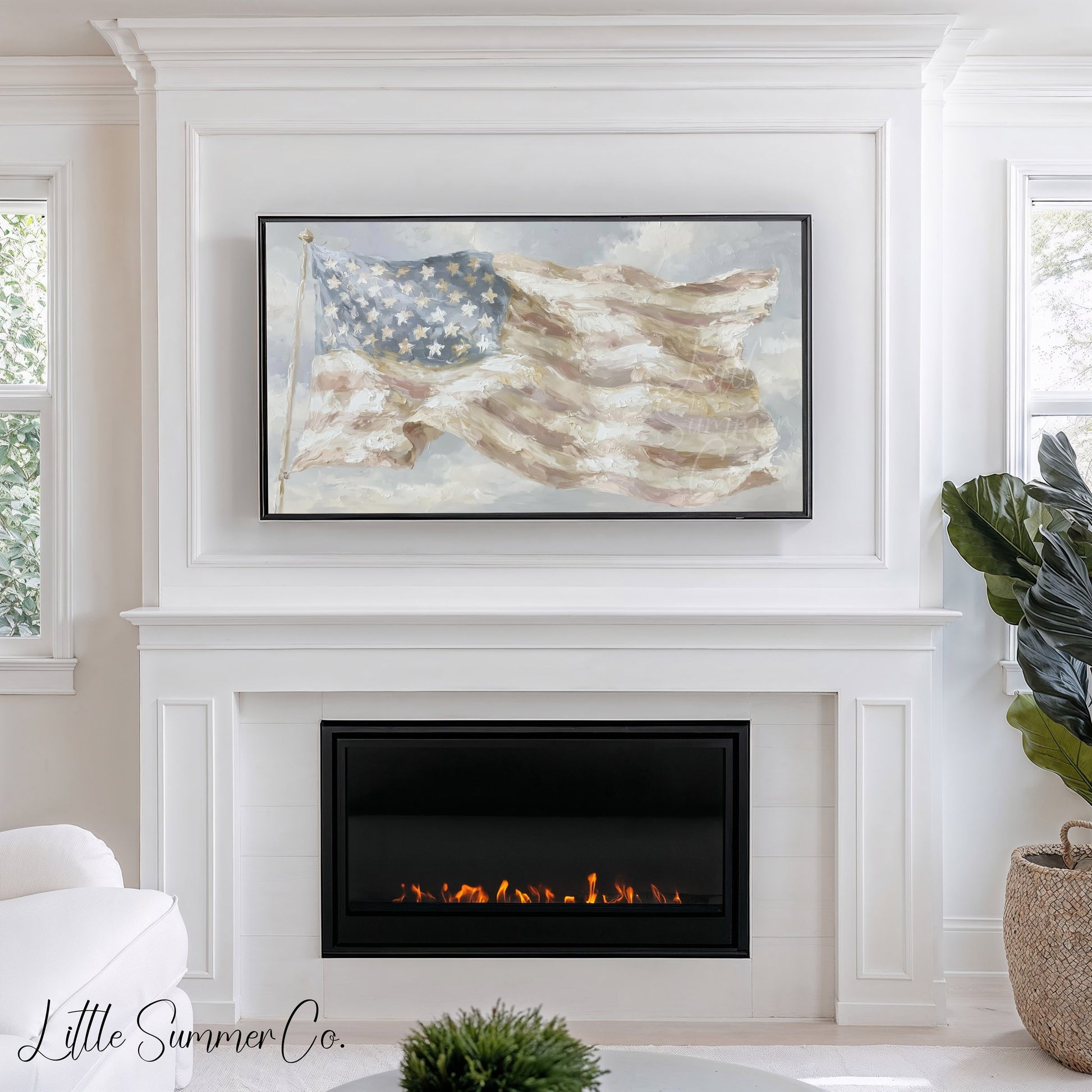 American Flag Frame TV Art displayed on a TV