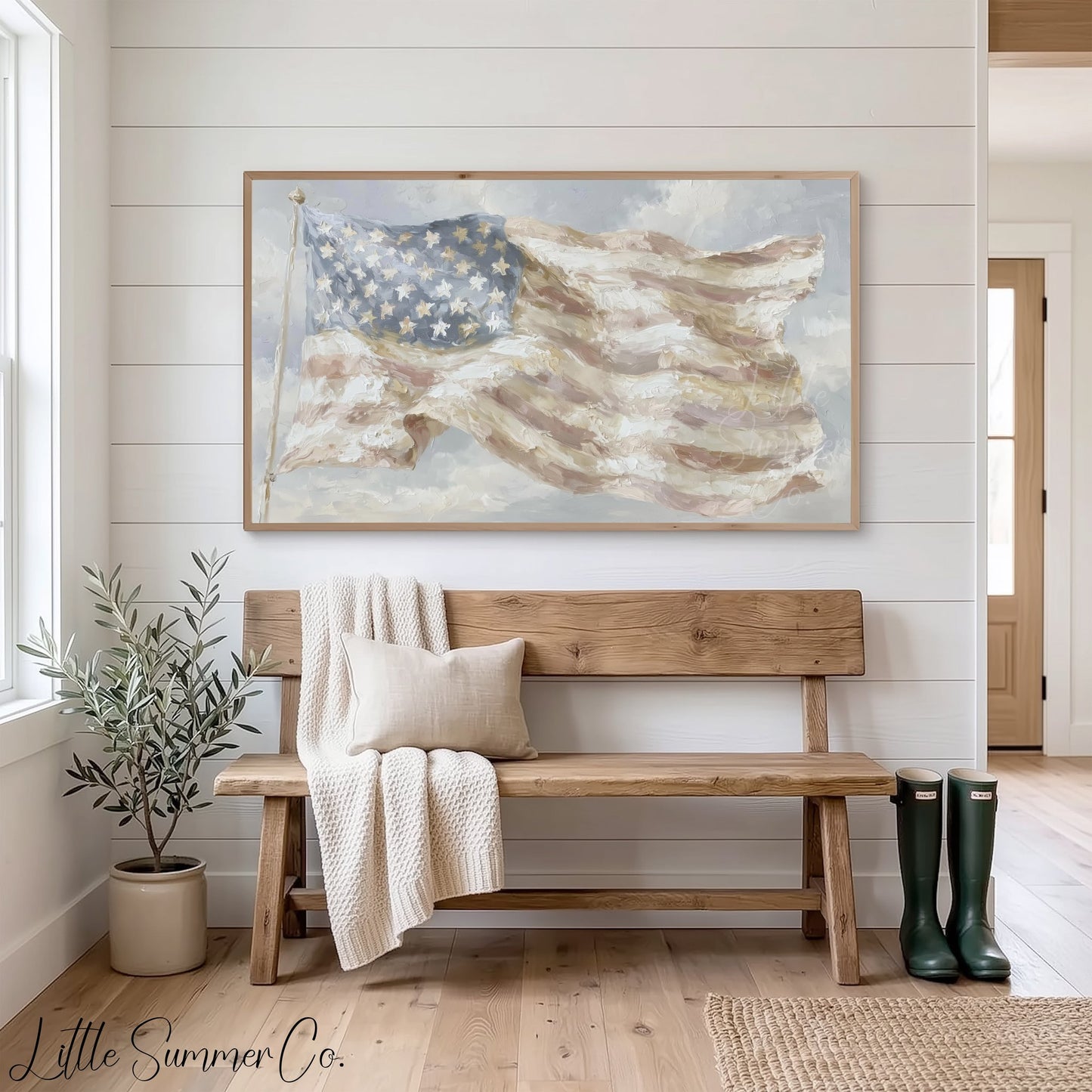 American Flag Frame TV Art displayed on a TV
