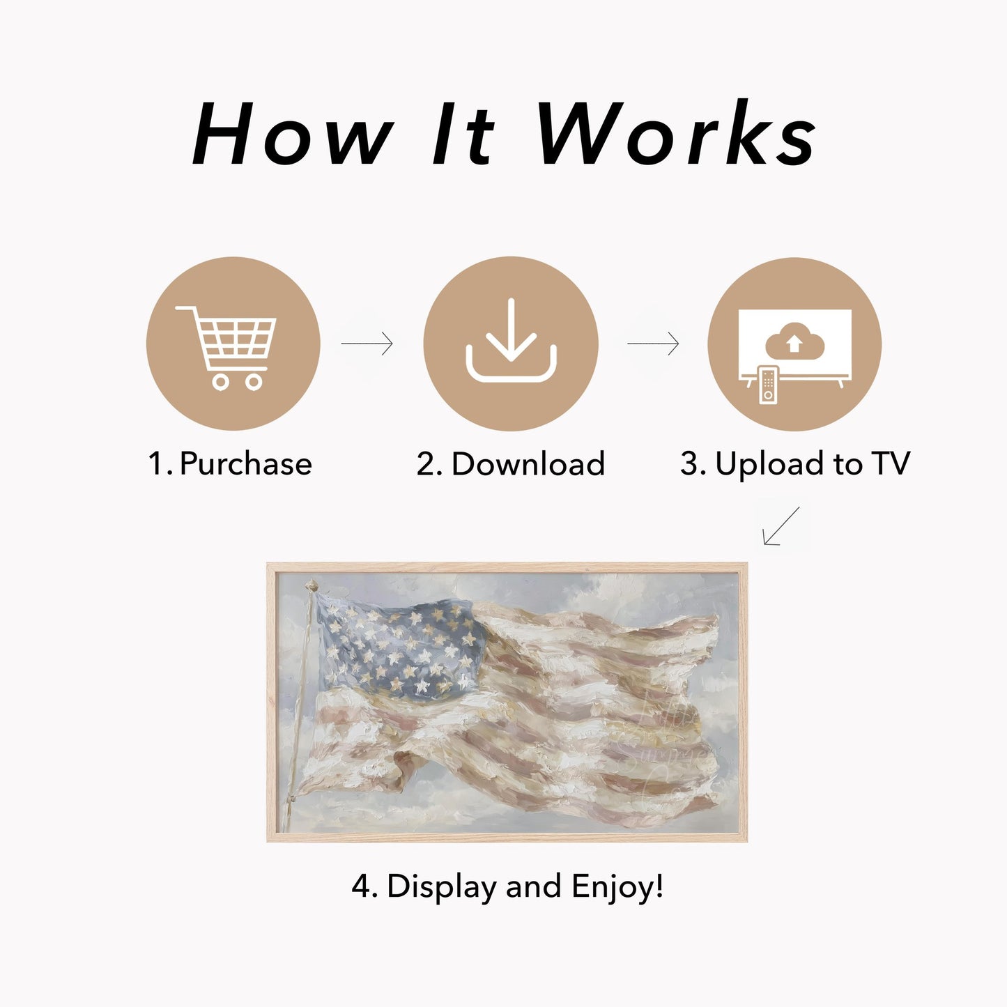 American Flag Frame TV Art displayed on a TV