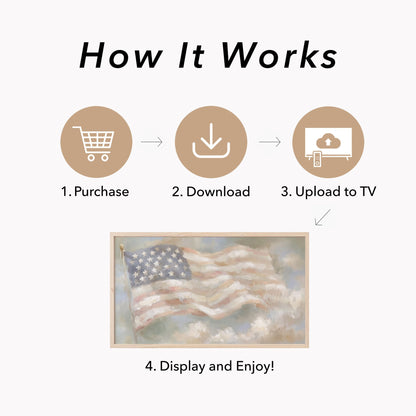 Waving American Flag Frame TV Art displayed on a TV