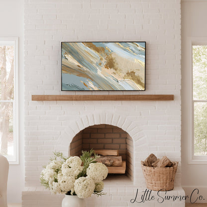 Gold Sweep Lines Frame TV Art displayed on a TV