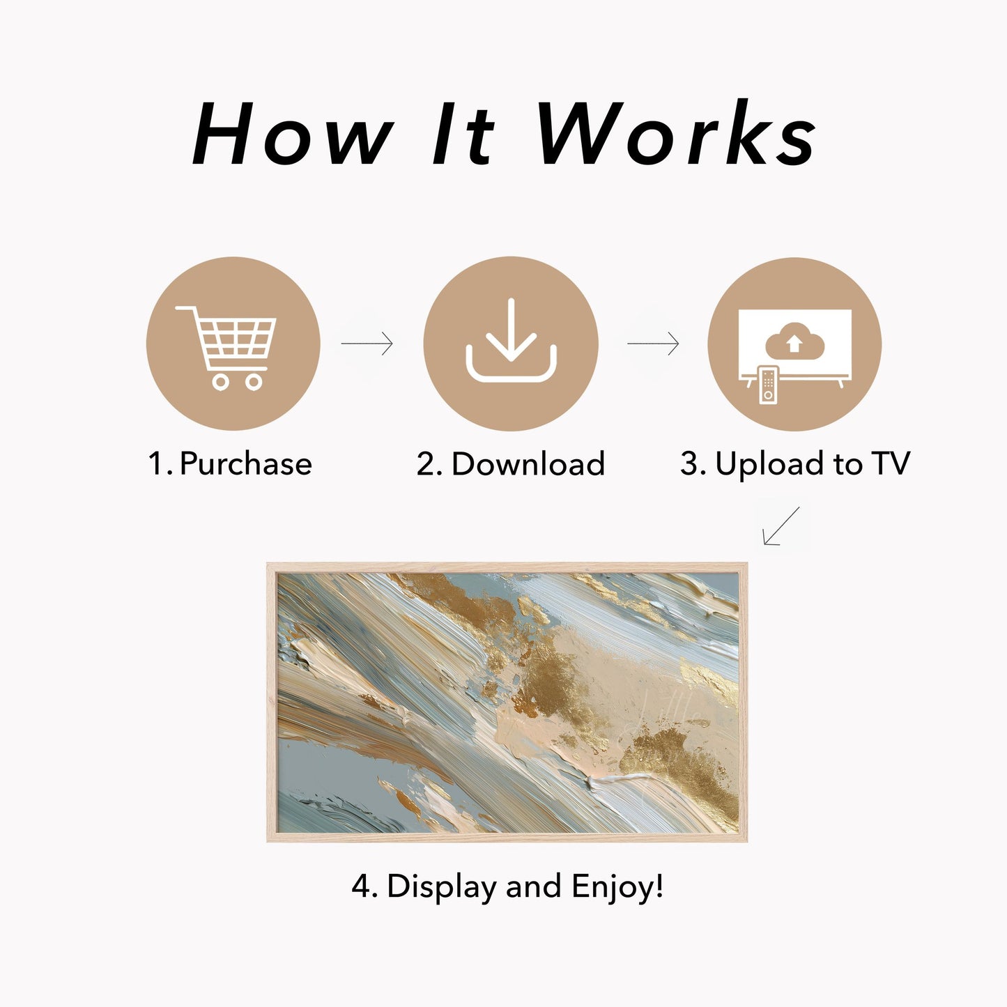Gold Sweep Lines Frame TV Art displayed on a TV