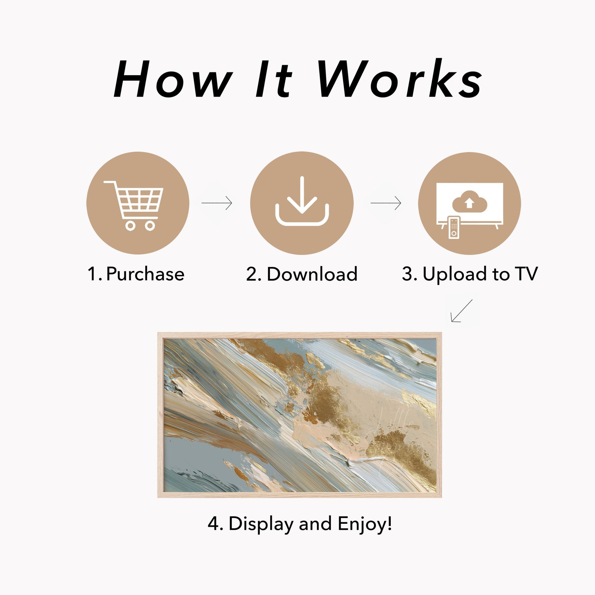 Gold Sweep Lines Frame TV Art displayed on a TV