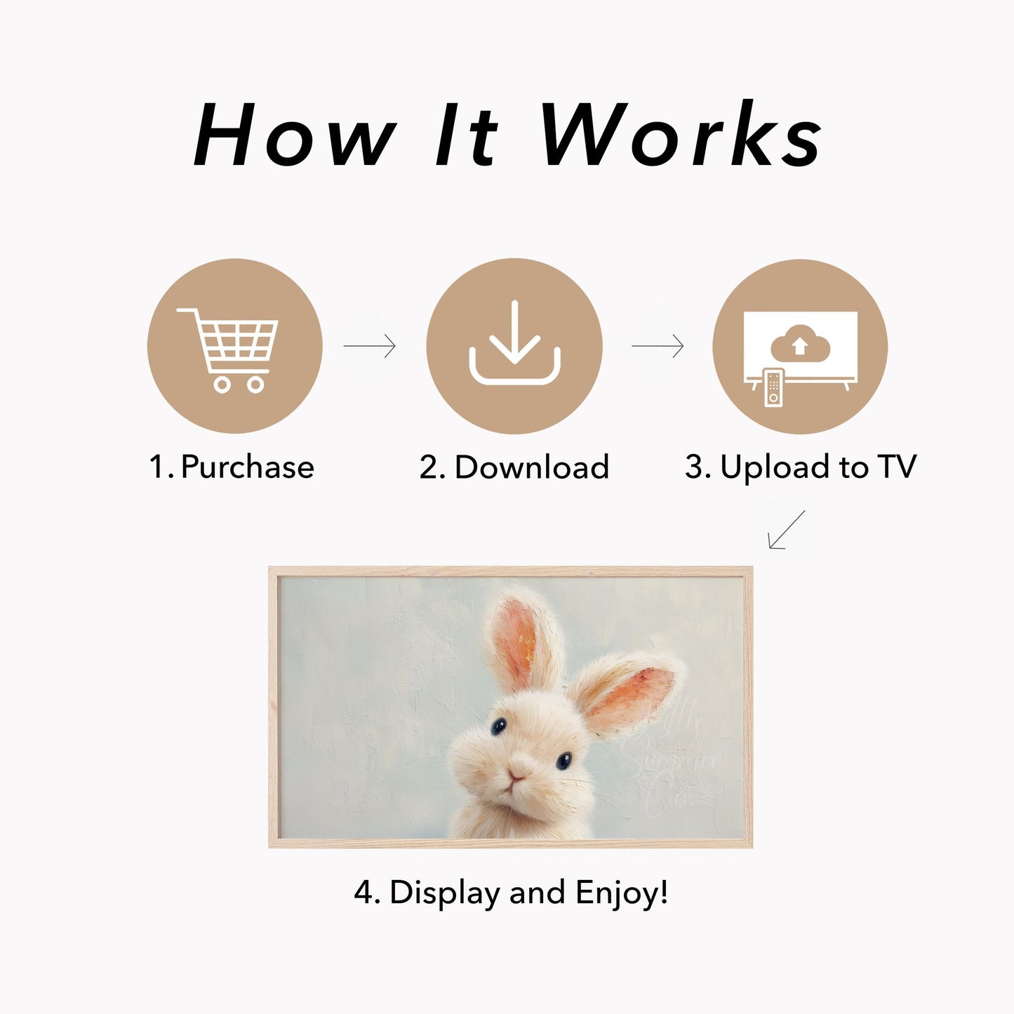 White Bunny Frame TV Art displayed on a TV