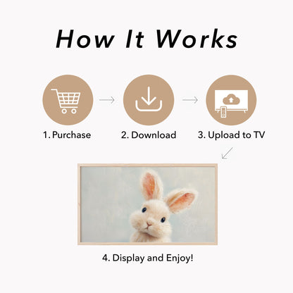 White Bunny Frame TV Art displayed on a TV