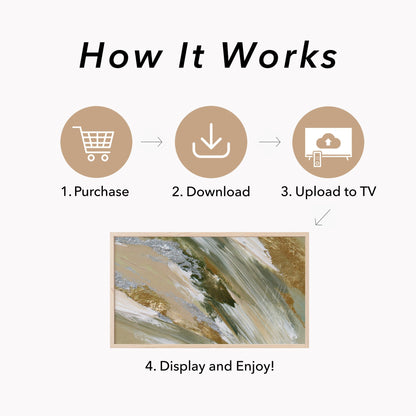 Olive Gold Sweep Frame TV Art displayed on a TV