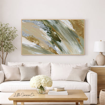 Olive Gold Sweep Frame TV Art displayed on a TV