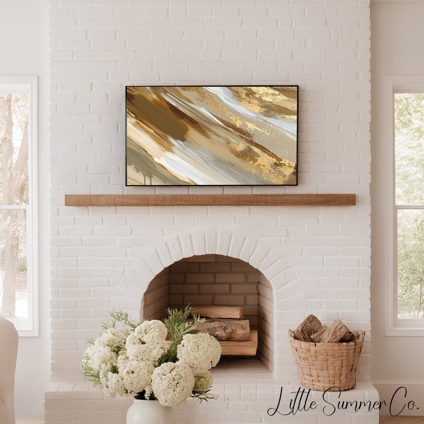 Golden Sand Sweep Frame TV Art displayed on a TV