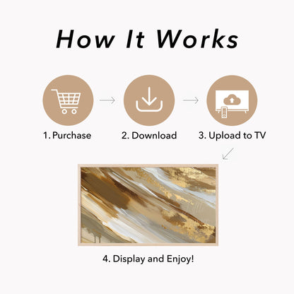 Golden Sand Sweep Frame TV Art displayed on a TV
