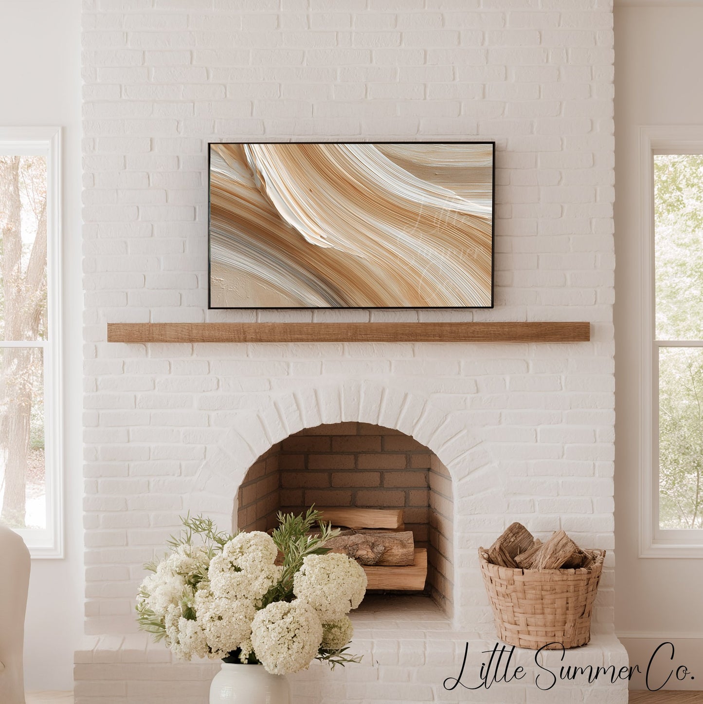 Soft Cream Sweep Frame TV Art displayed on a TV
