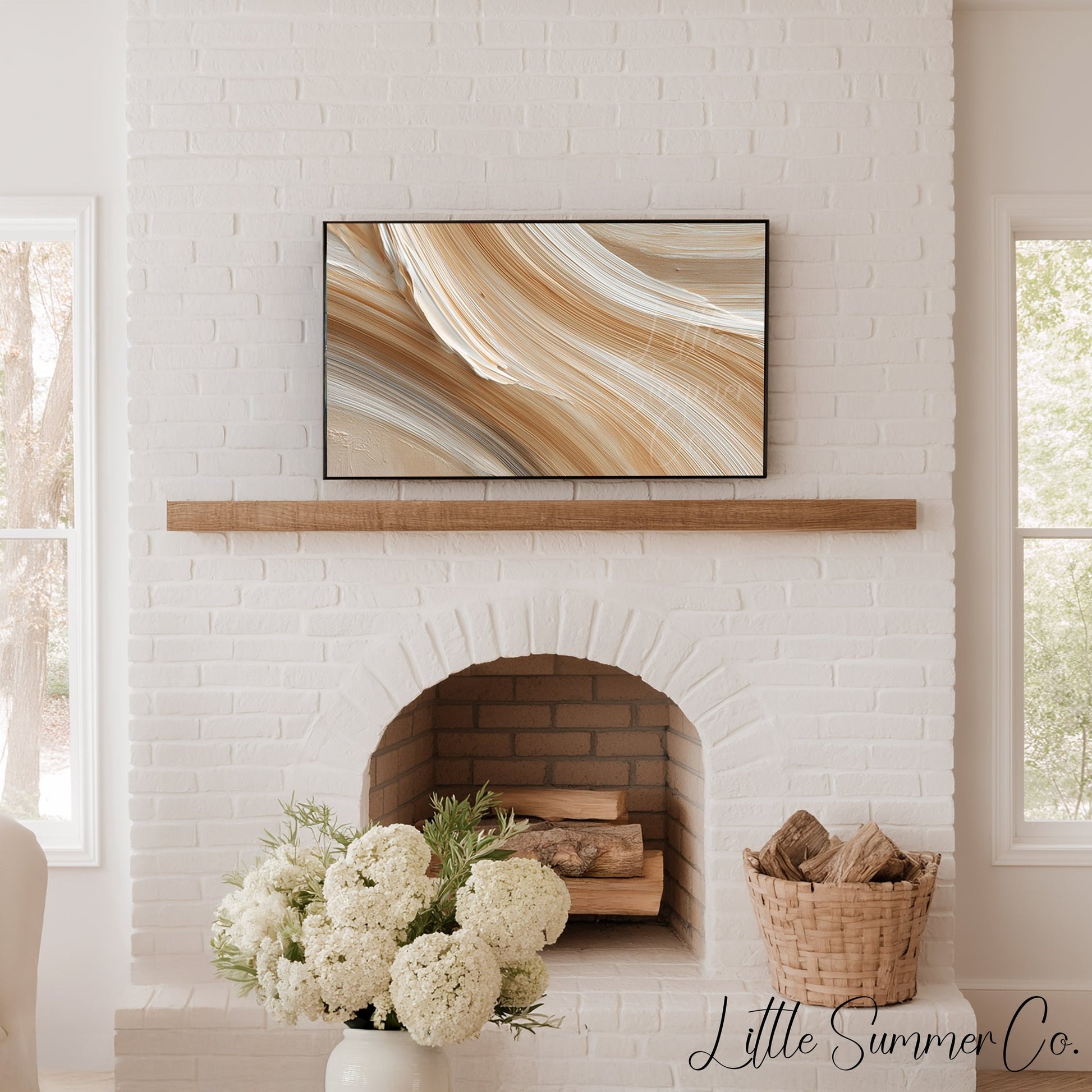 Soft Cream Sweep Frame TV Art displayed on a TV
