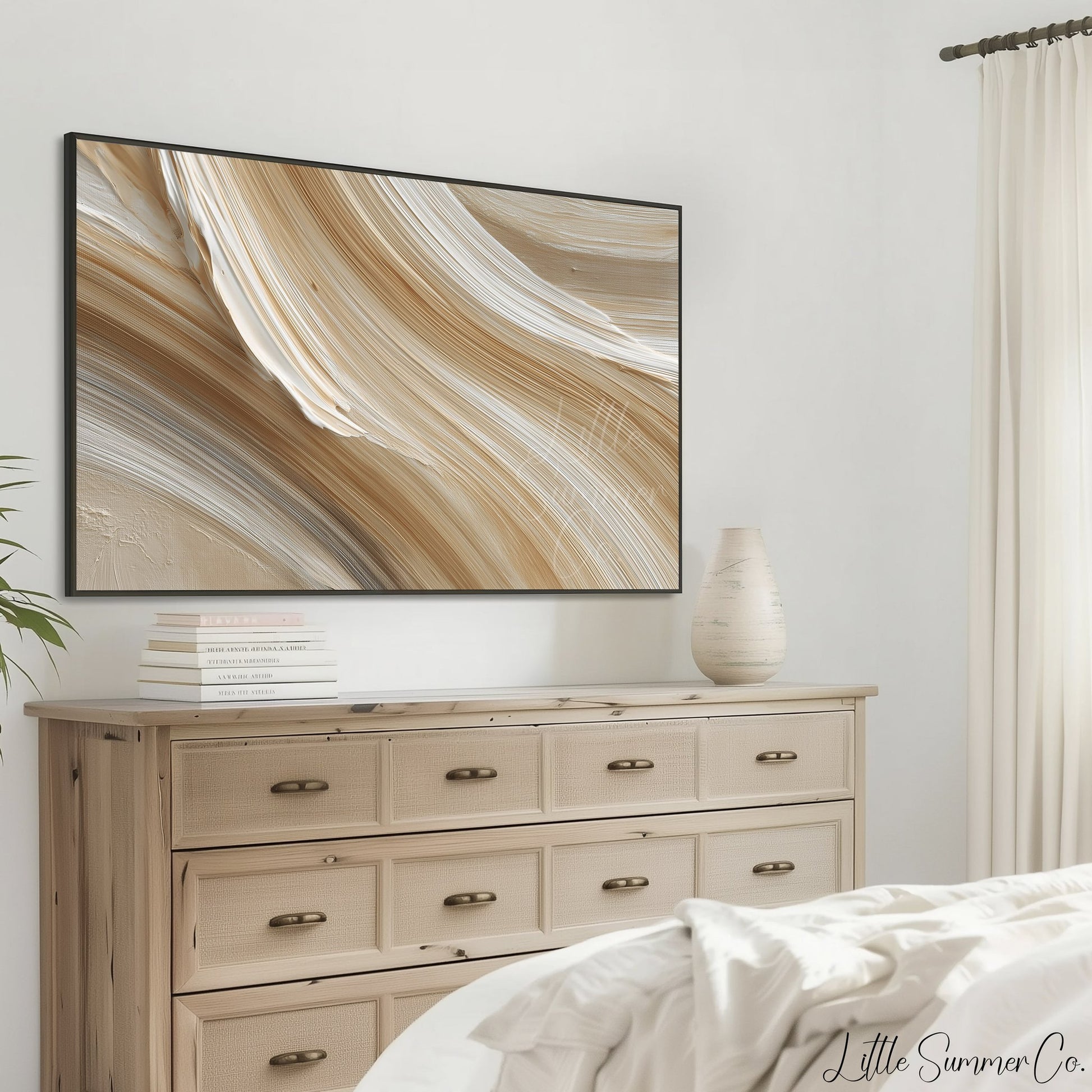 Soft Cream Sweep Frame TV Art displayed on a TV