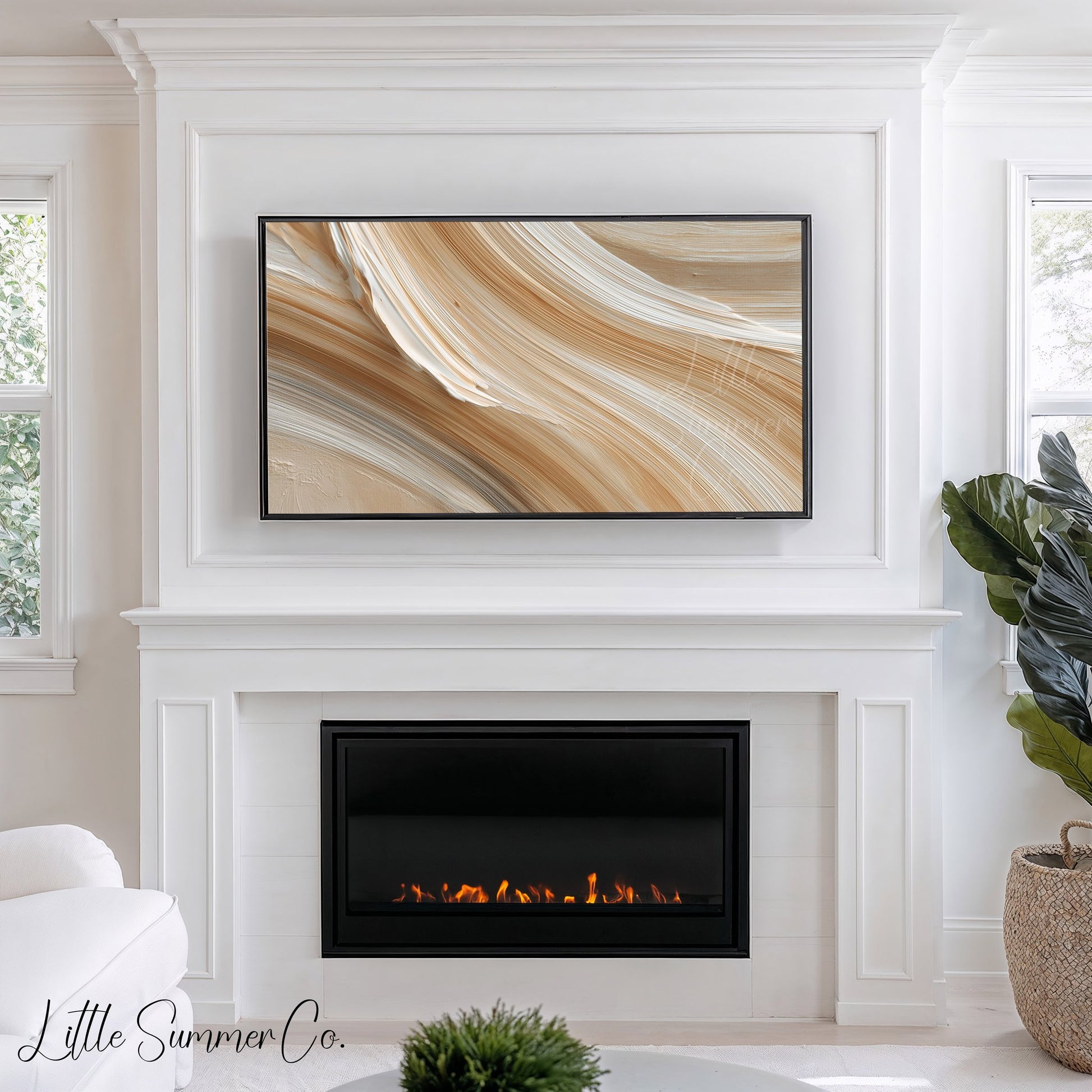 Soft Cream Sweep Frame TV Art displayed on a TV