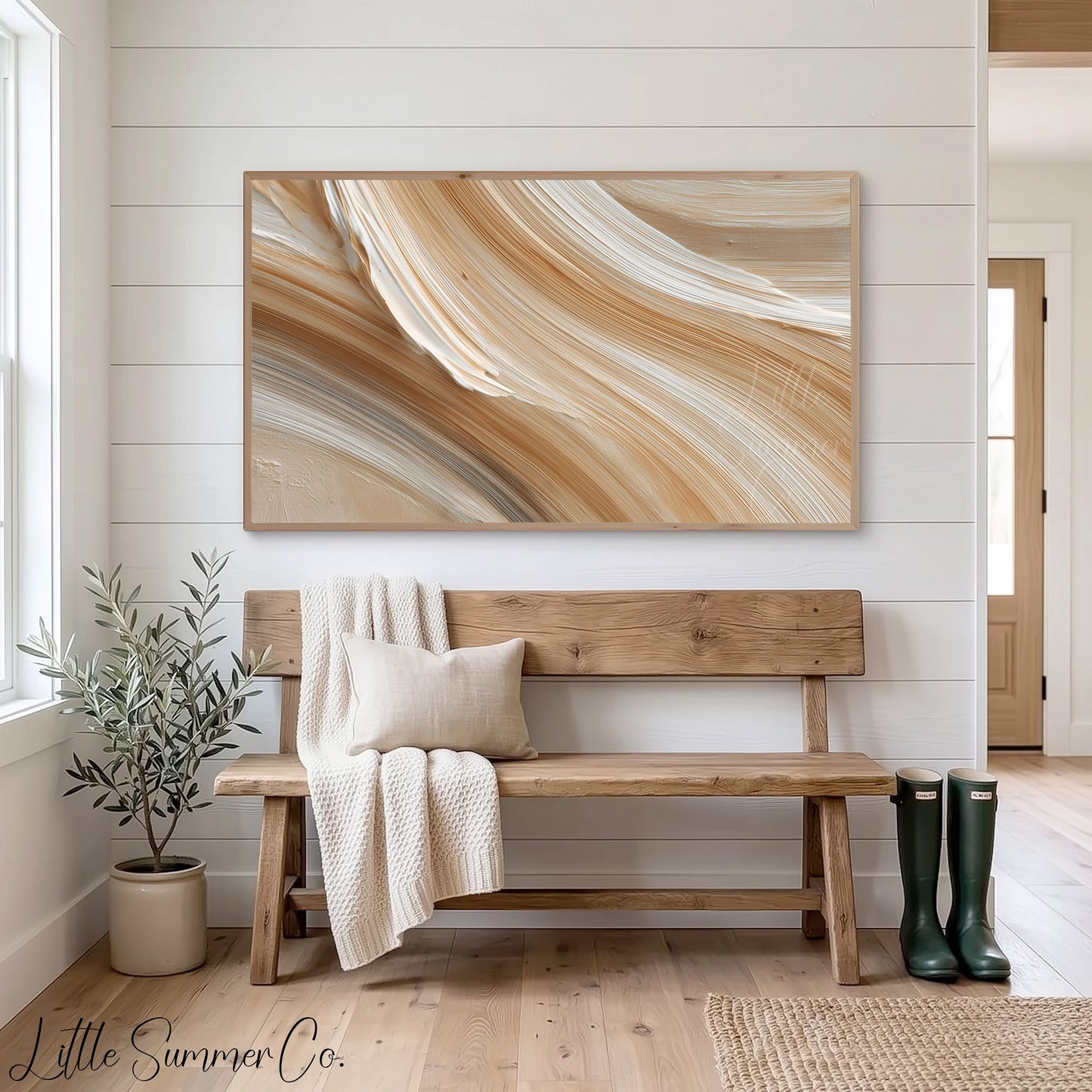 Soft Cream Sweep Frame TV Art displayed on a TV