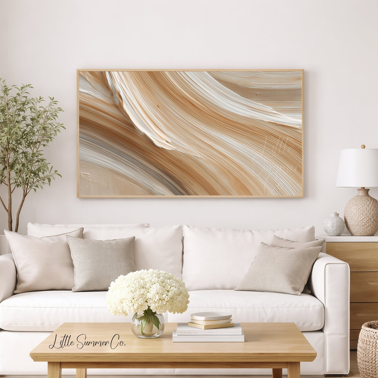 Soft Cream Sweep Frame TV Art displayed on a TV