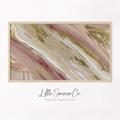 Blush Gold Sweep Frame TV Art displayed on a TV