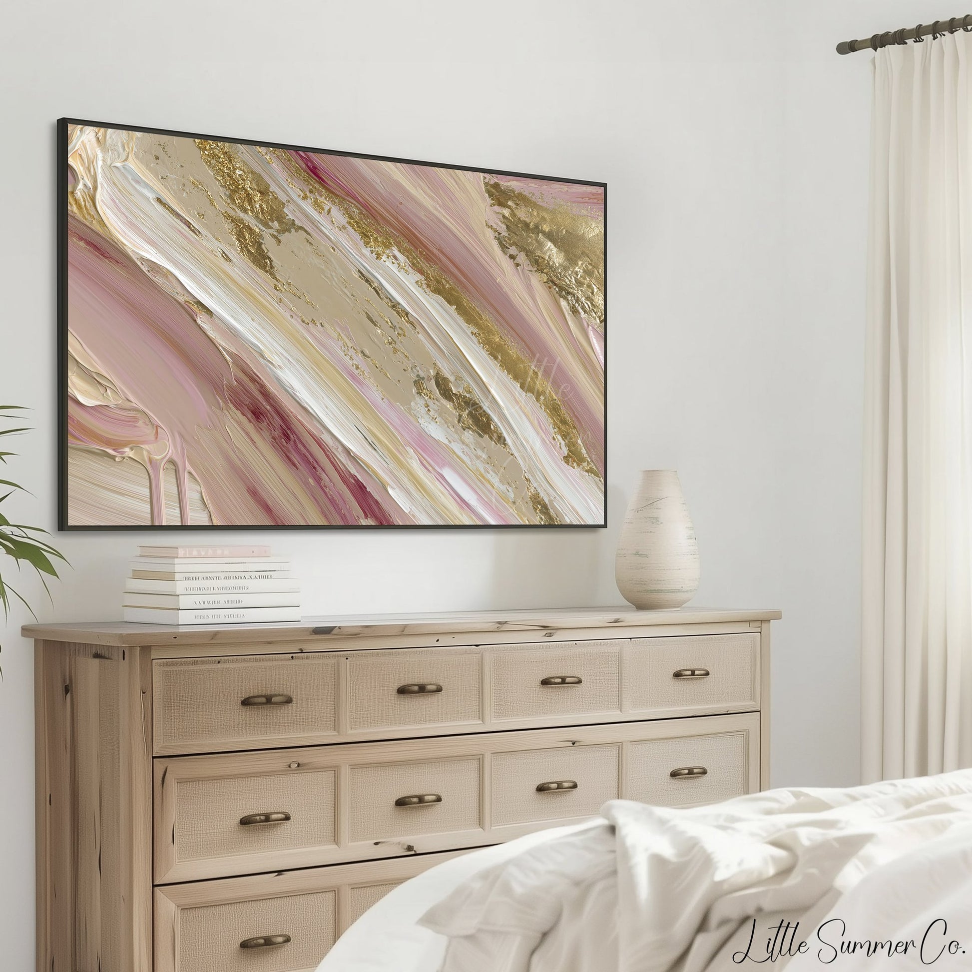 Blush Gold Sweep Frame TV Art displayed on a TV