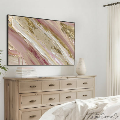 Blush Gold Sweep Frame TV Art displayed on a TV
