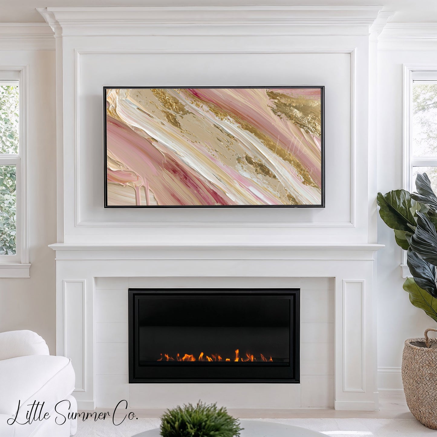 Blush Gold Sweep Frame TV Art displayed on a TV