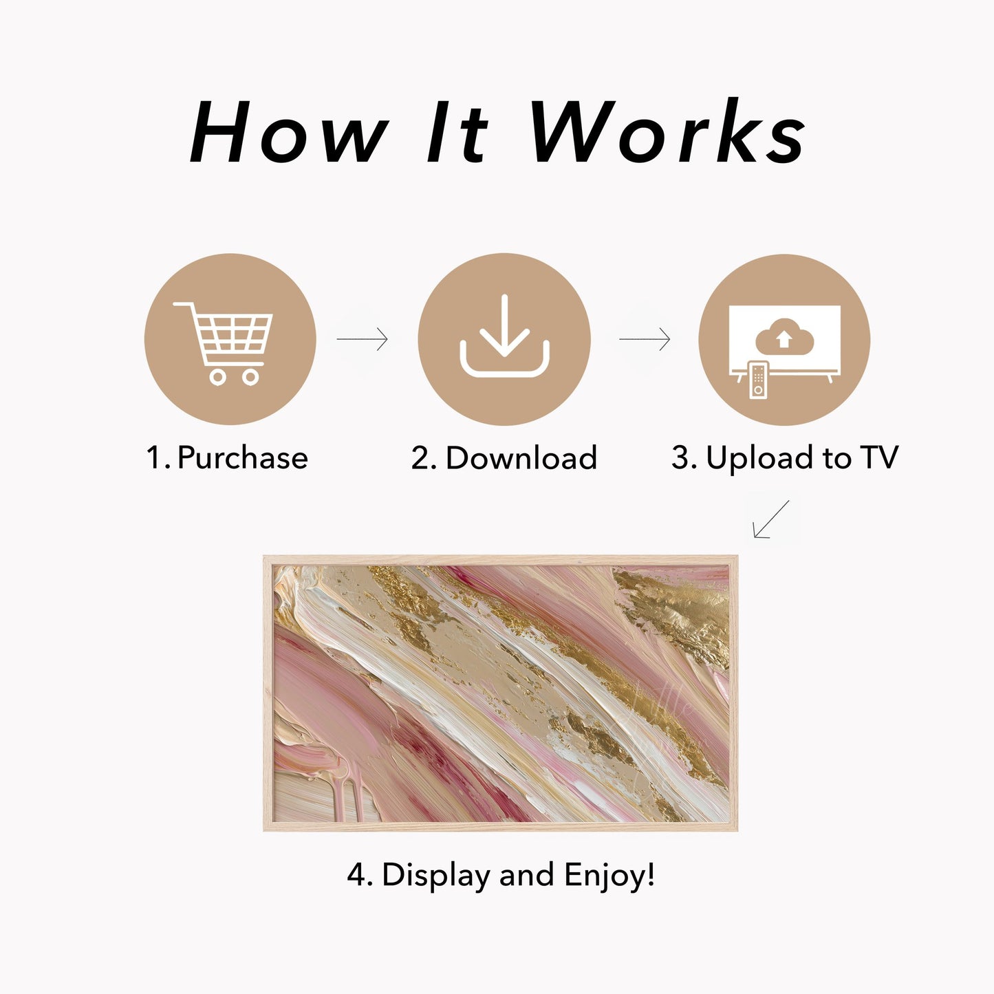 Blush Gold Sweep Frame TV Art displayed on a TV