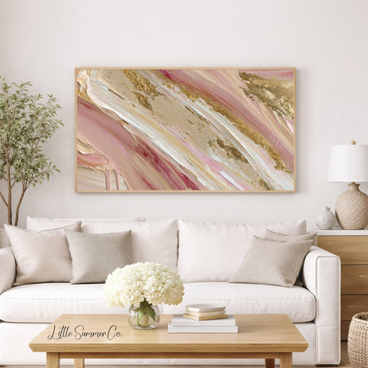 Blush Gold Sweep Frame TV Art displayed on a TV