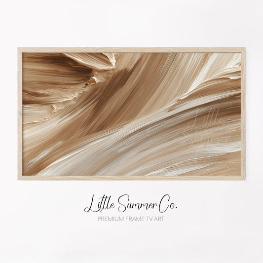 Caramel Cream Flow Frame TV Art displayed on a TV