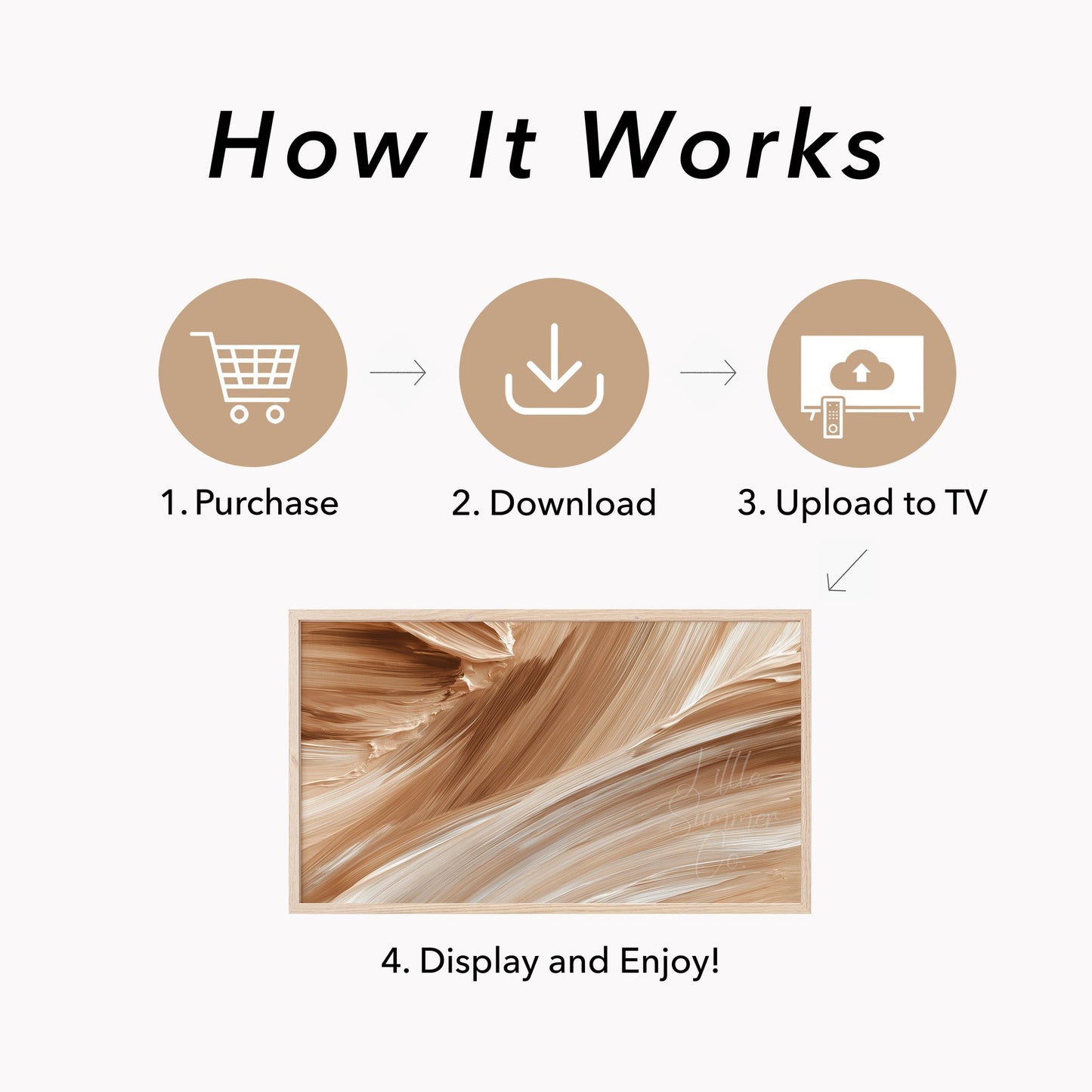Caramel Cream Flow Frame TV Art displayed on a TV