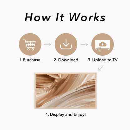 Caramel Cream Flow Frame TV Art displayed on a TV