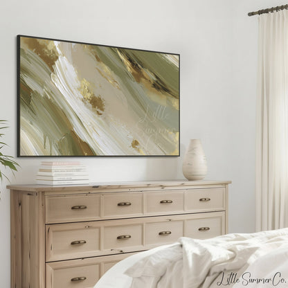 Olive Cream Sweep Frame TV Art displayed on a TV