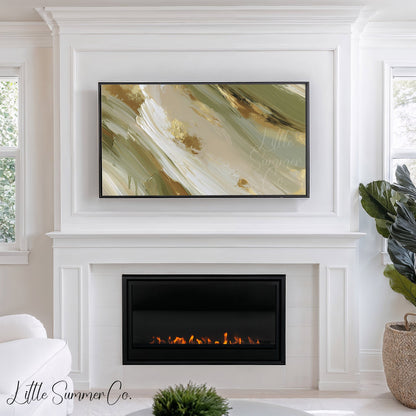 Olive Cream Sweep Frame TV Art displayed on a TV