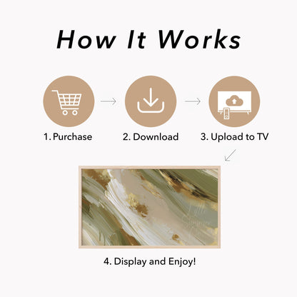 Olive Cream Sweep Frame TV Art displayed on a TV