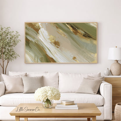 Olive Cream Sweep Frame TV Art displayed on a TV