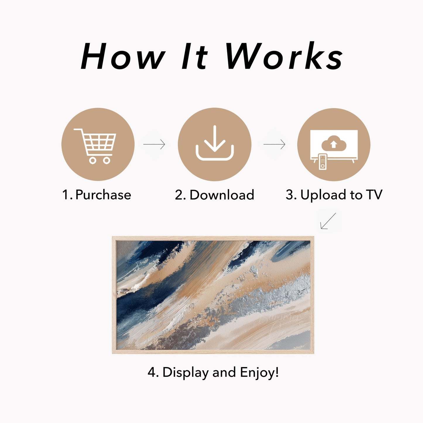 Navy Sand Sweep Frame TV Art displayed on a TV