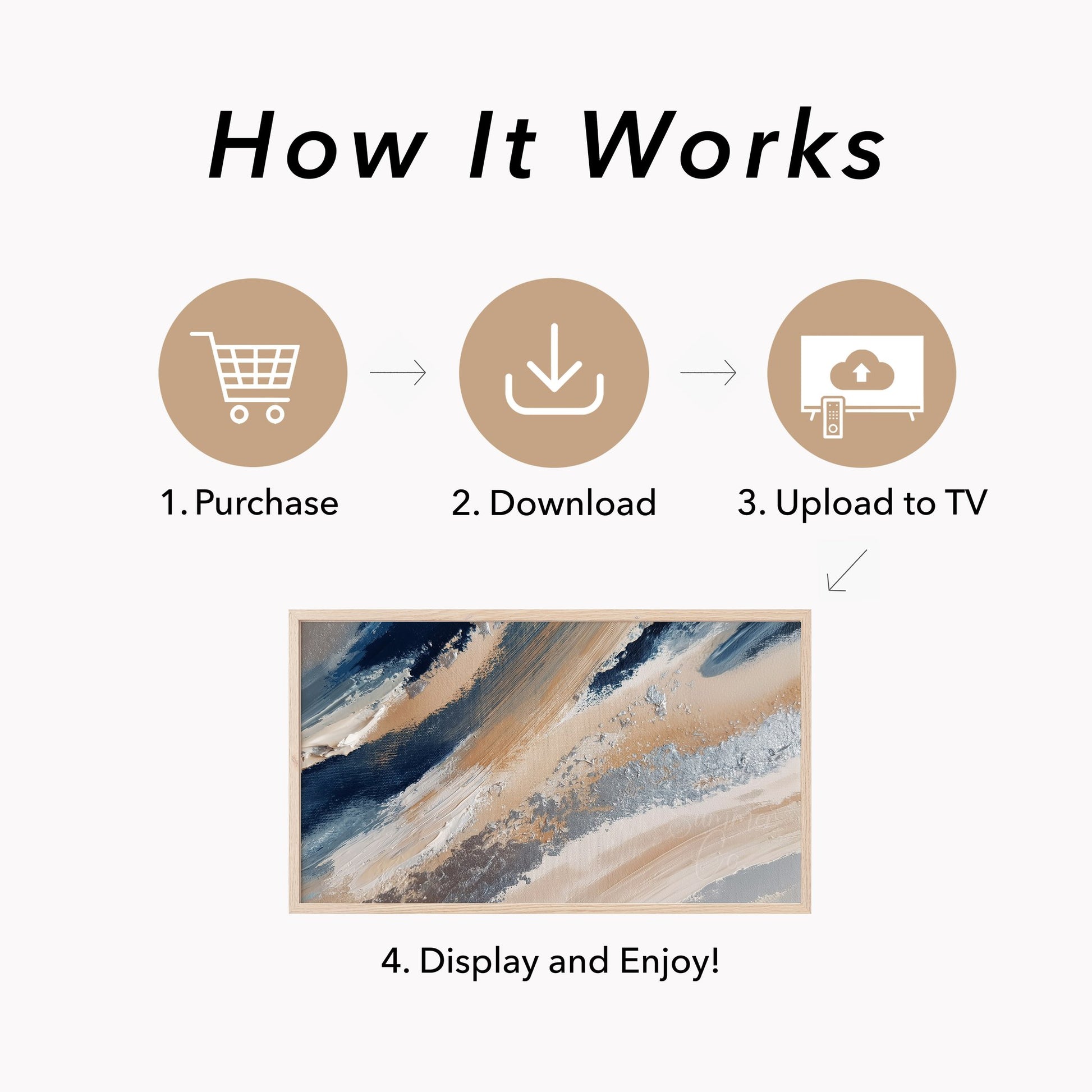 Navy Sand Sweep Frame TV Art displayed on a TV