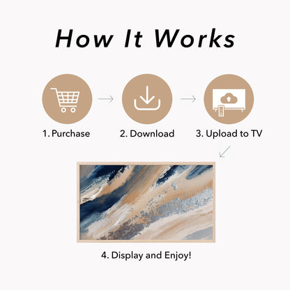 Navy Sand Sweep Frame TV Art displayed on a TV