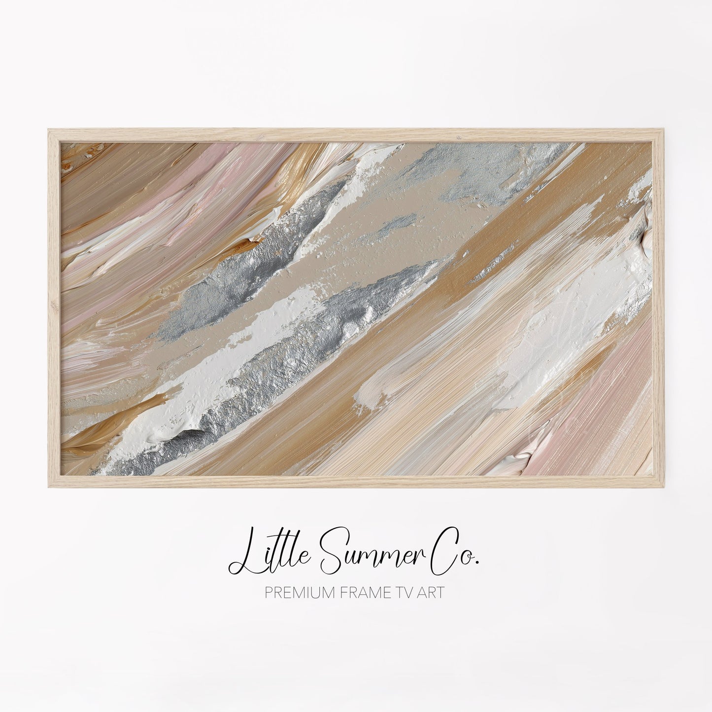 Blush Silver Sweep Frame TV Art displayed on a TV