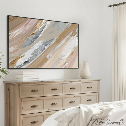 Blush Silver Sweep Frame TV Art displayed on a TV