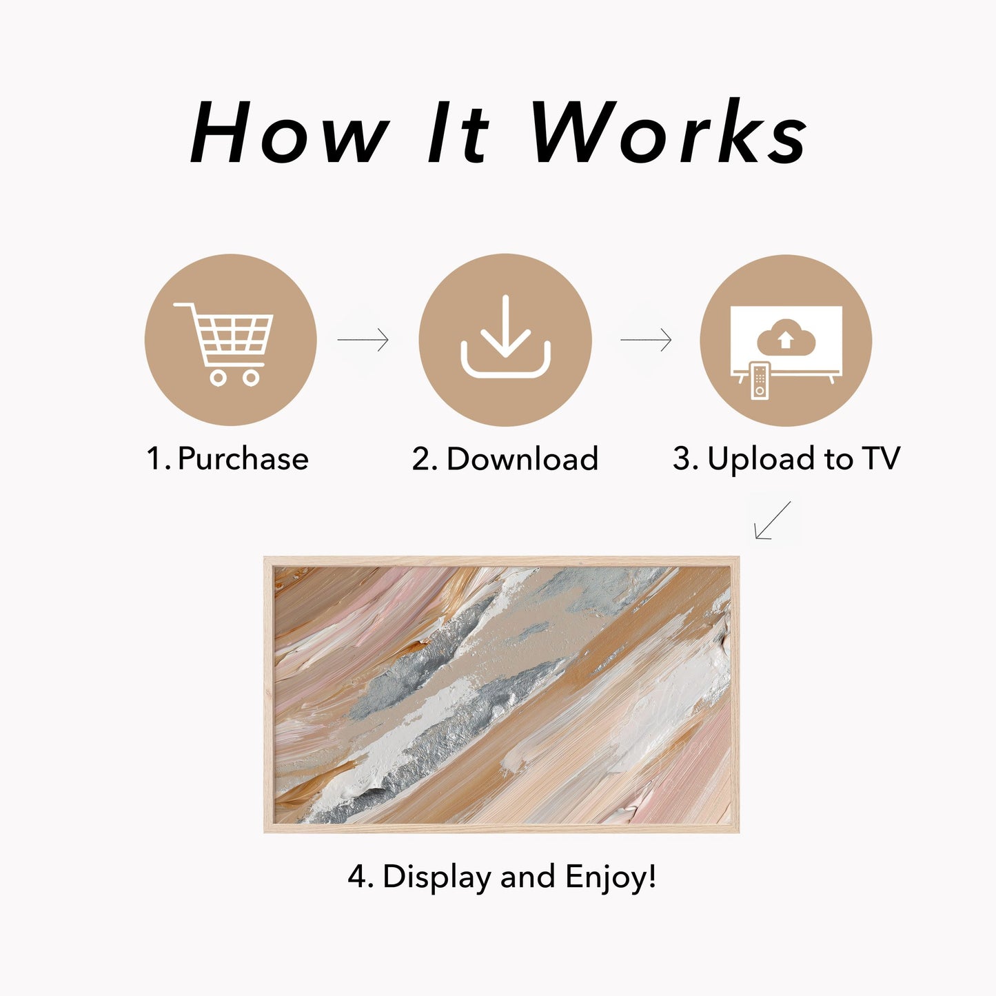Blush Silver Sweep Frame TV Art displayed on a TV