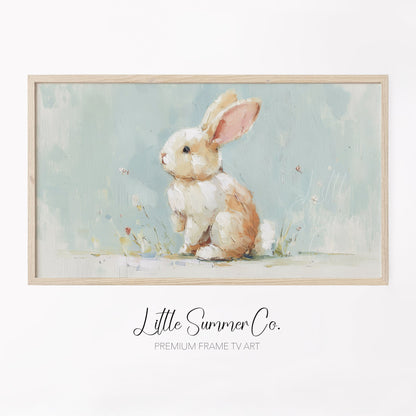 Pastel Bunny Frame TV Art displayed on a TV