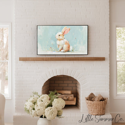 Pastel Bunny Frame TV Art displayed on a TV