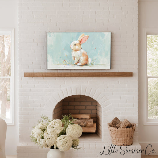 Pastel Bunny Frame TV Art displayed on a TV