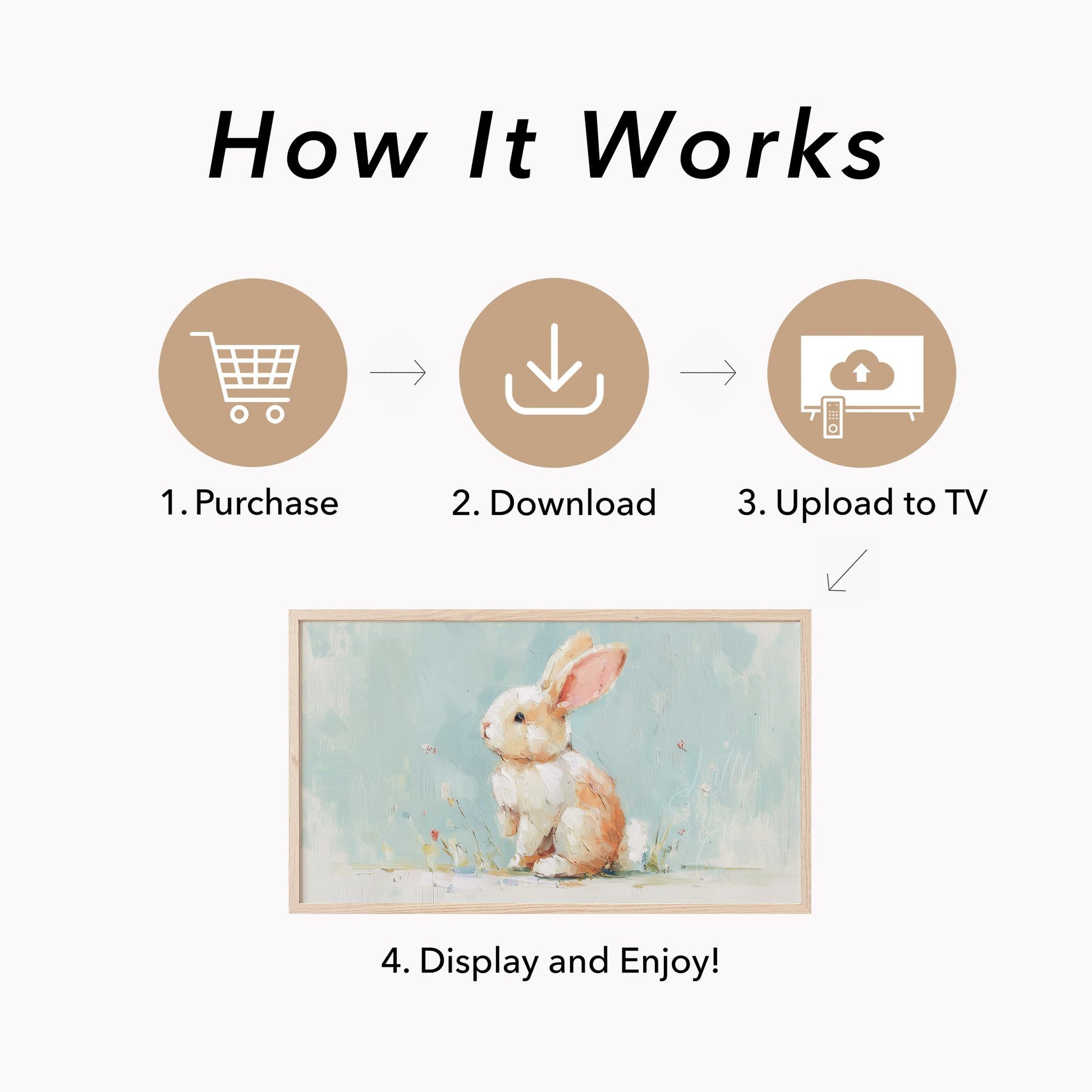 Pastel Bunny Frame TV Art displayed on a TV